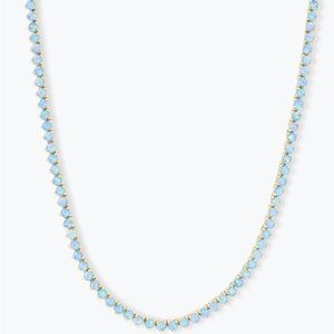 Melinda Maria Not Your Basic Tennis Necklace 18” Gold Blue Opal